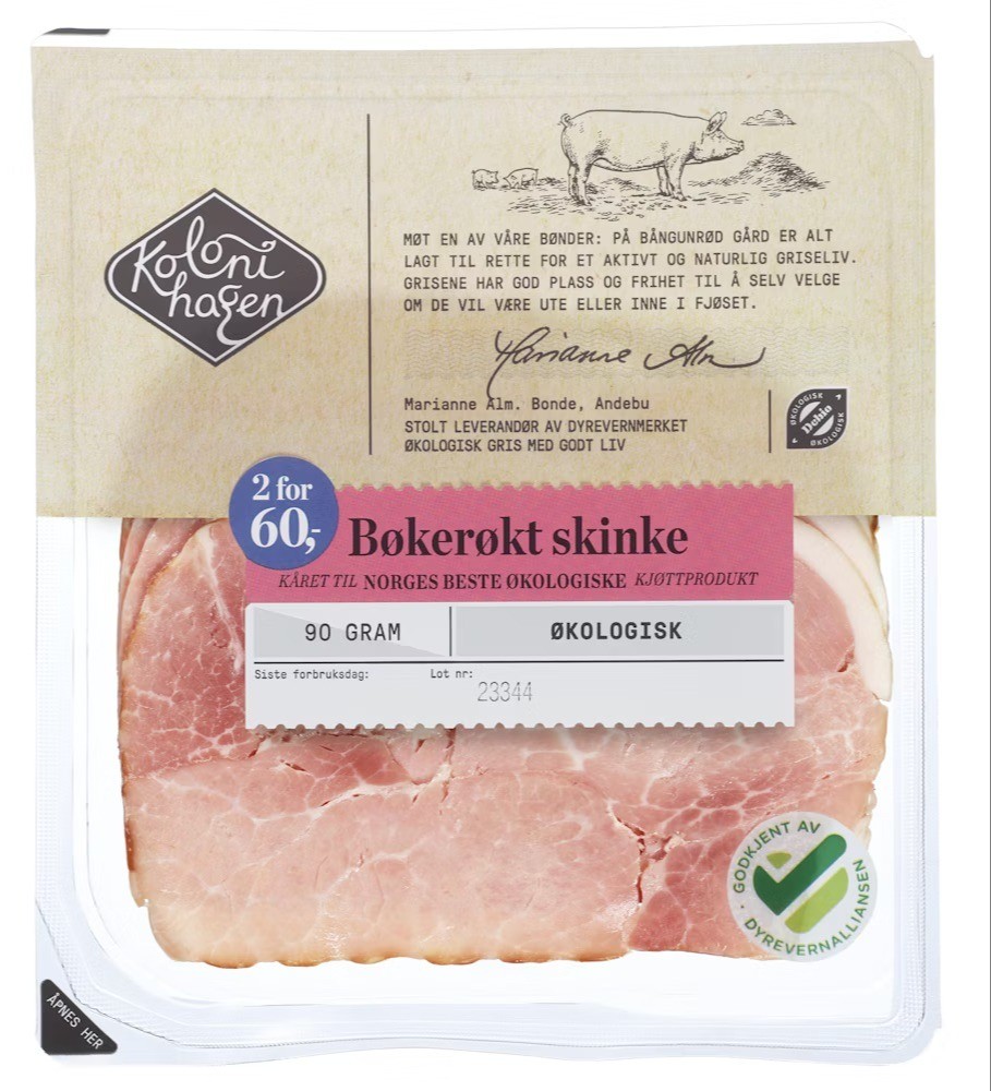Bøkerrøkt Skinke 90g Kolonihagen