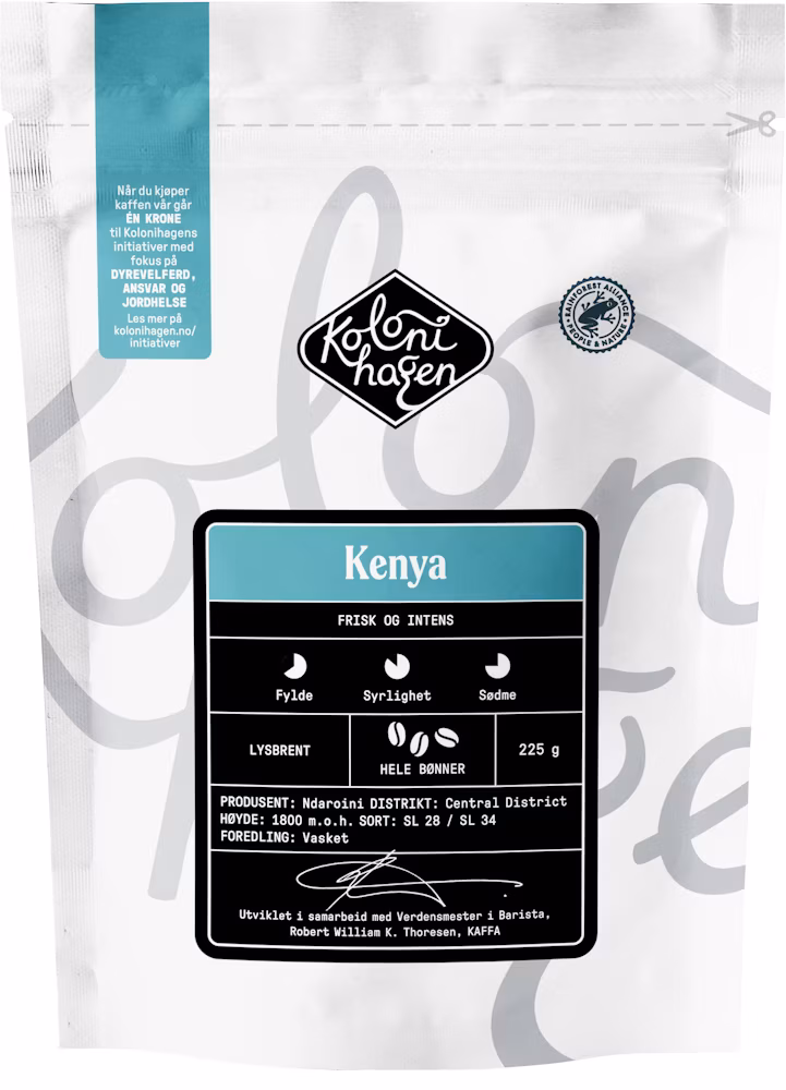 Kaffe fra Kenya Hele bønner, 225 g