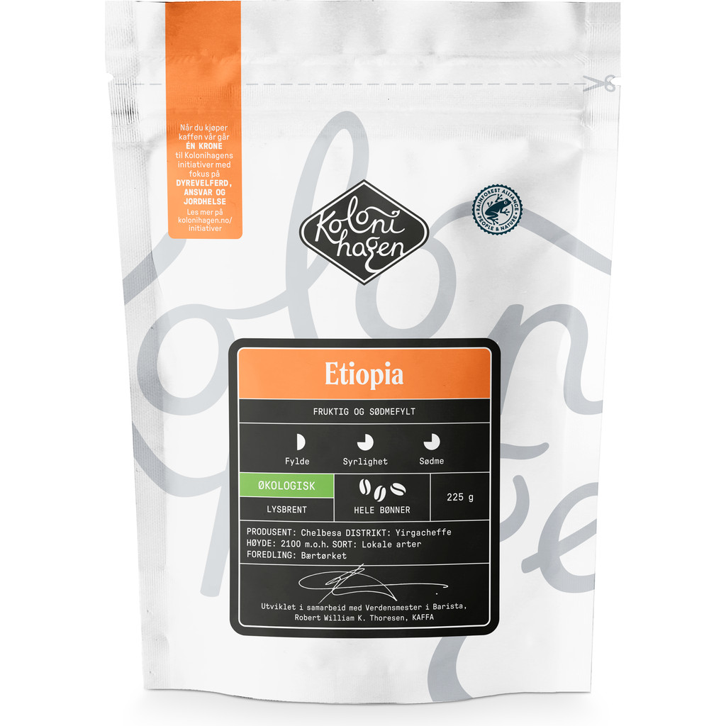 Hele kaffe­bønner fra Etiopia Økologisk 225g Kolonihagen