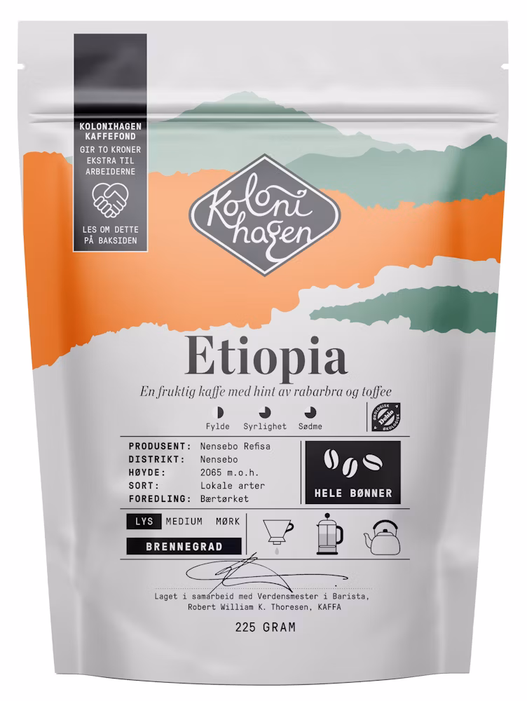 Kaffe Etiopia Hele Bønner, 225 g