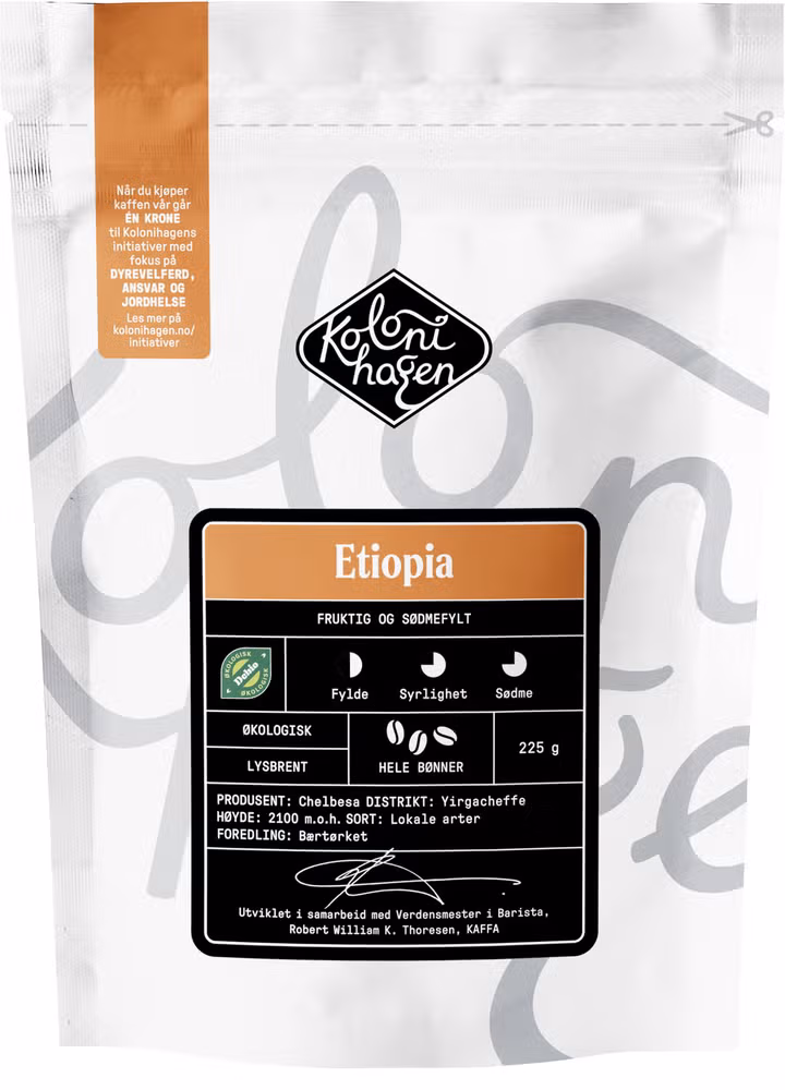 Kaffe Etiopia Hele Bønner, 225 g