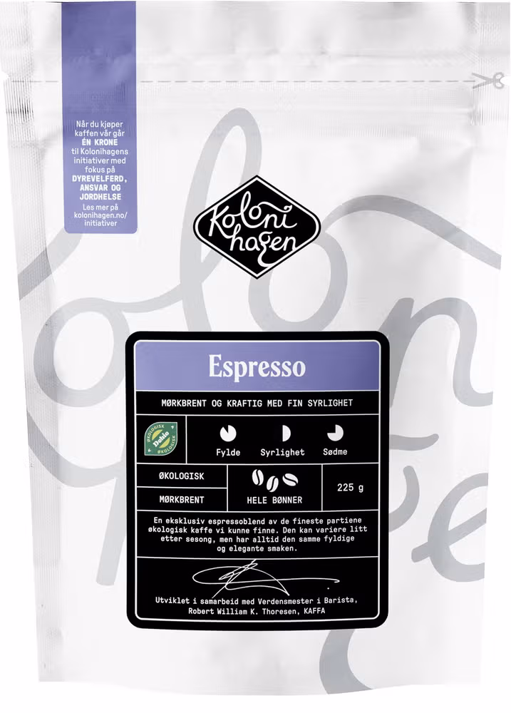 Kolonihagen Espresso Hele Bønner, 225 g