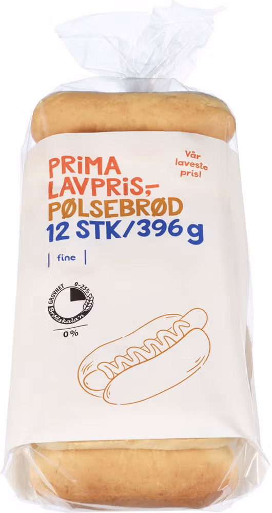 Pølsebrød 12 stk, 396 g