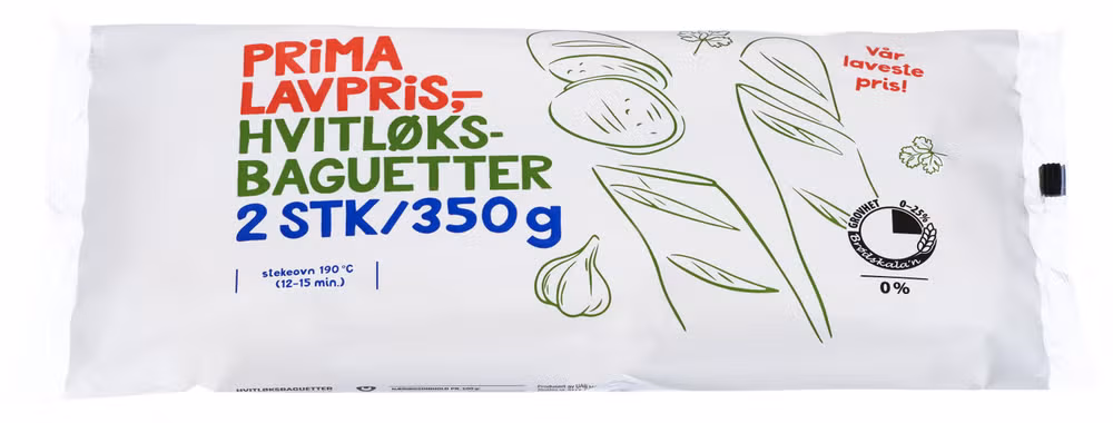 Hvitløksbaguetter 2 stk, 350 g