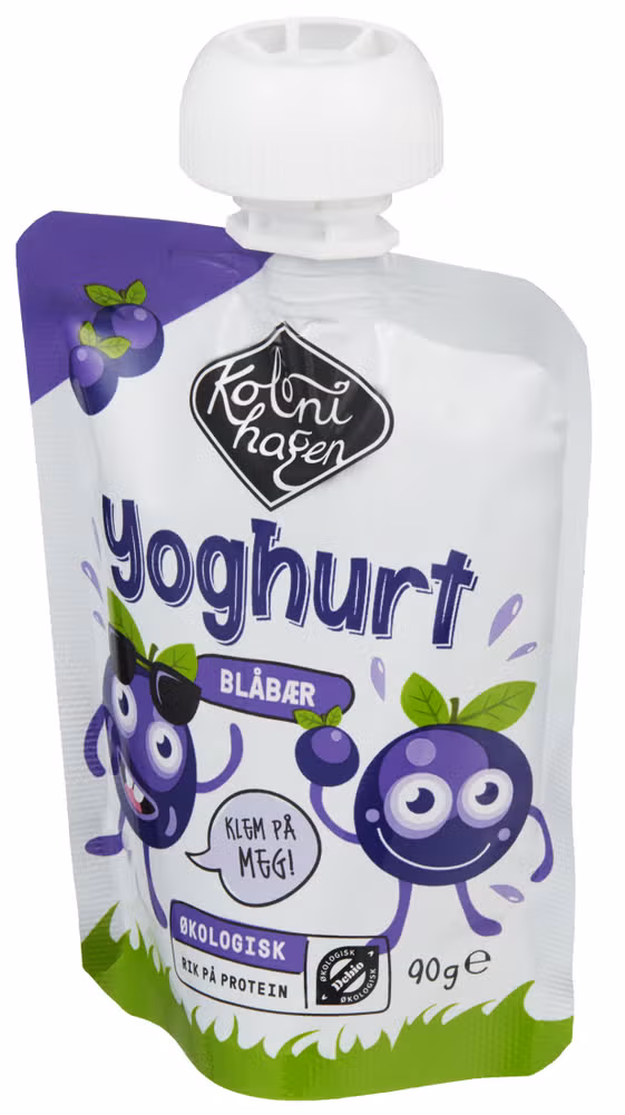 Yoghurt blåbær klemmepose Økologisk, 90 g