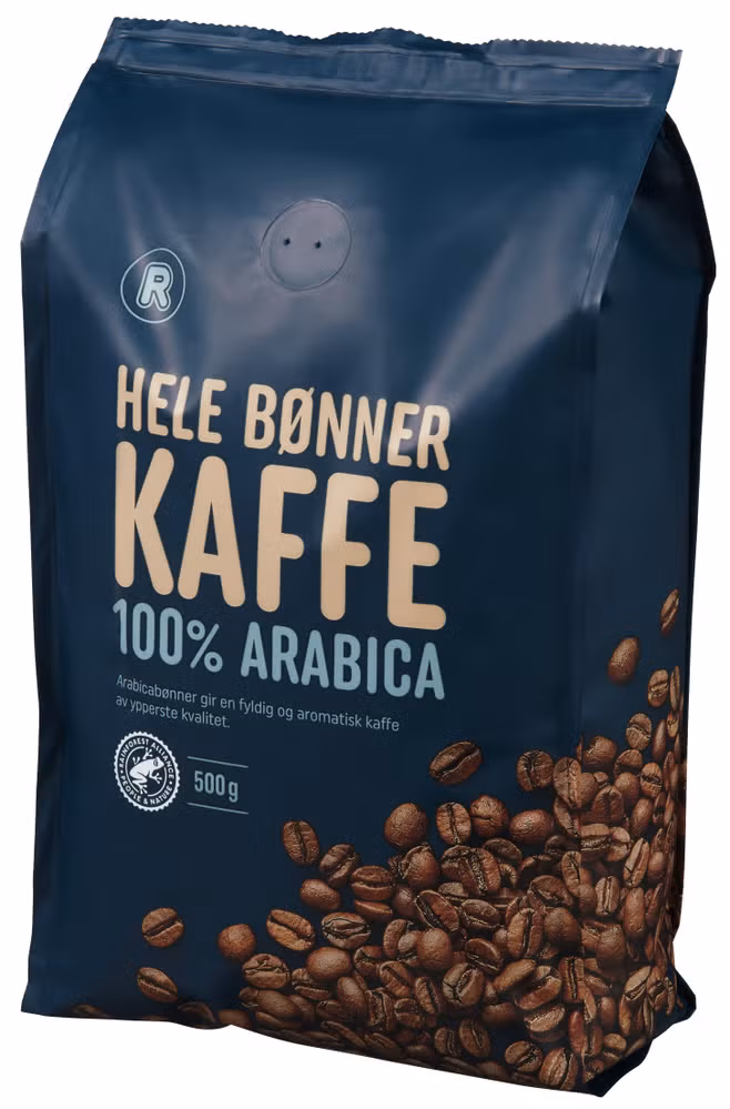 Kaffe, hele bønner 100% Arabica, 500 g