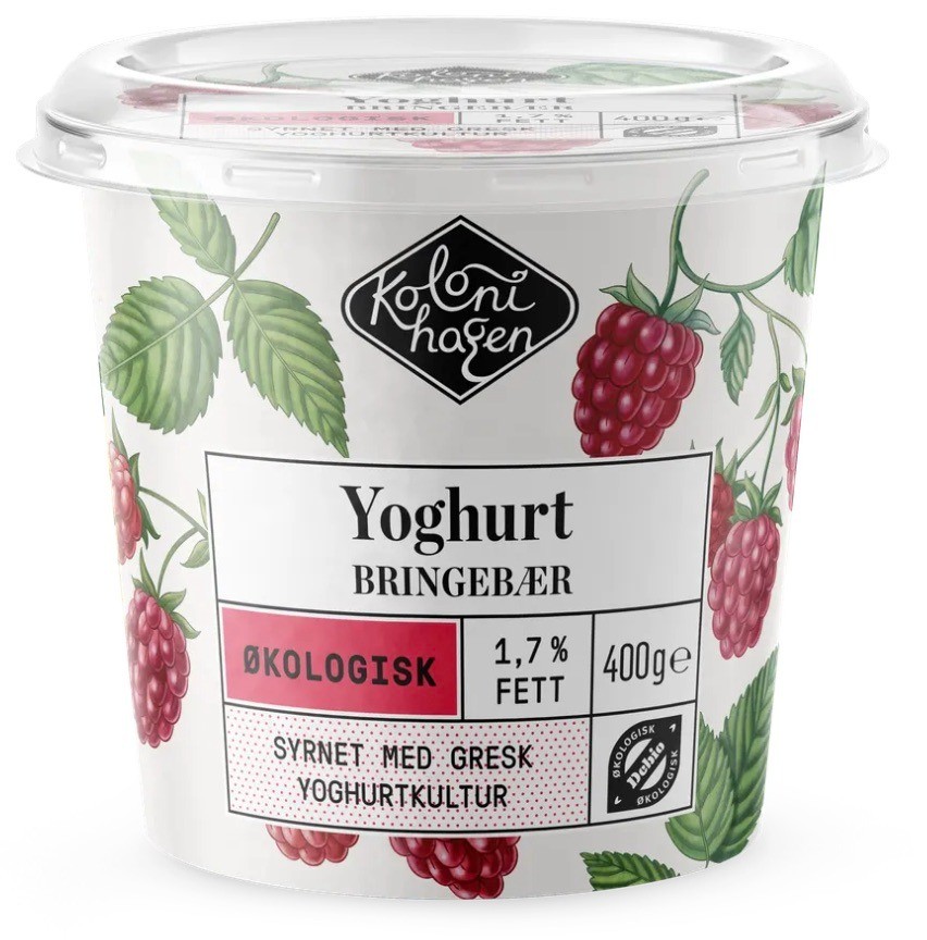 Gresk Inspirert Yoghurt Bringebær 400g Økologisk Kolonihagen