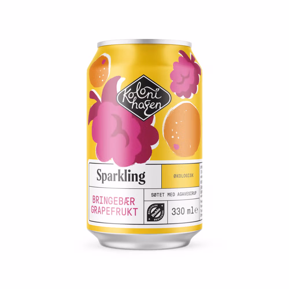 Økologisk Sparkling bringebær og grapefruit 330 ml