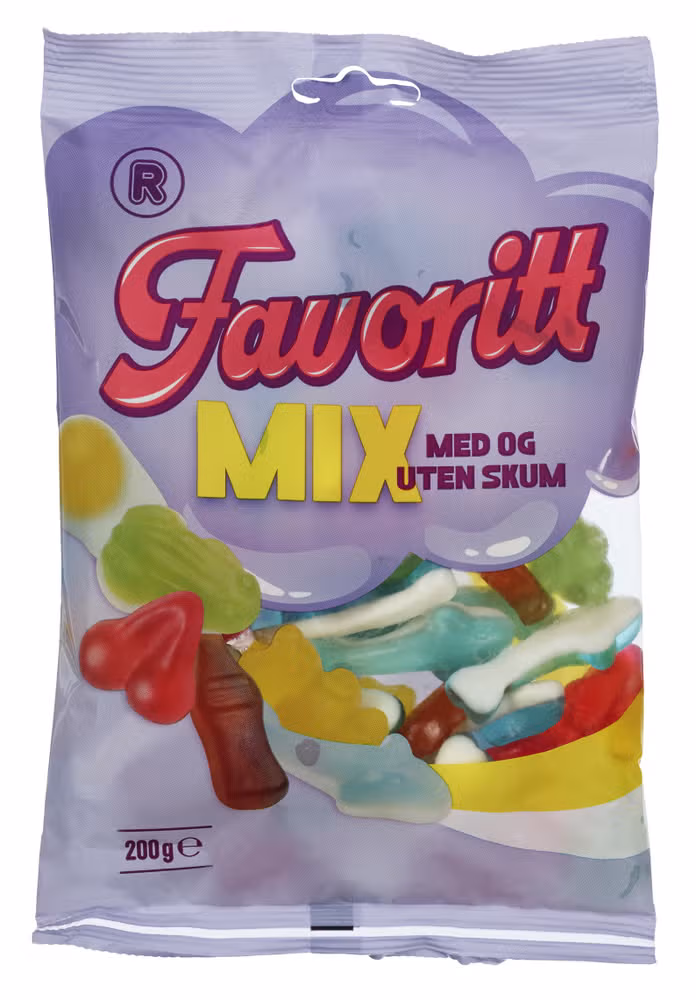 Favorittmix med og uten skum, 200 g