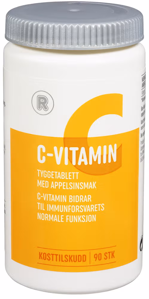 C-Vitamin 200 mg Tyggetablett med appelsinsmak, 90 stk