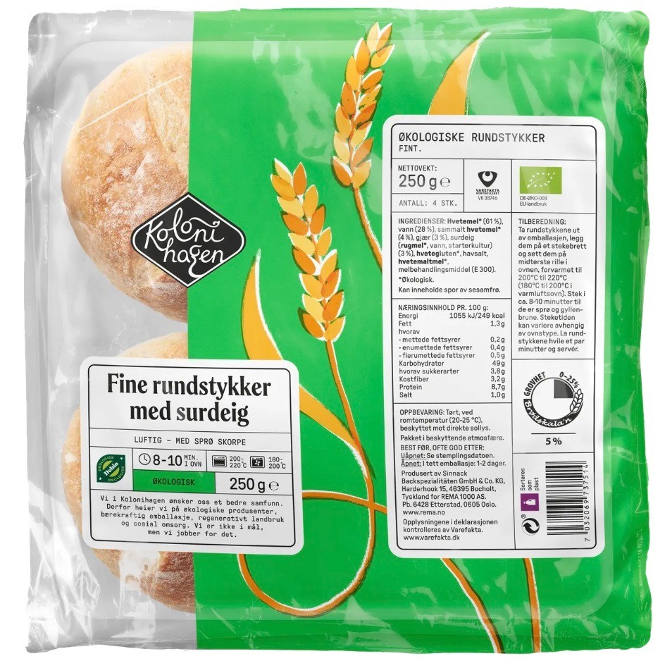 Rundstykker 250g Økologisk Kolonihagen