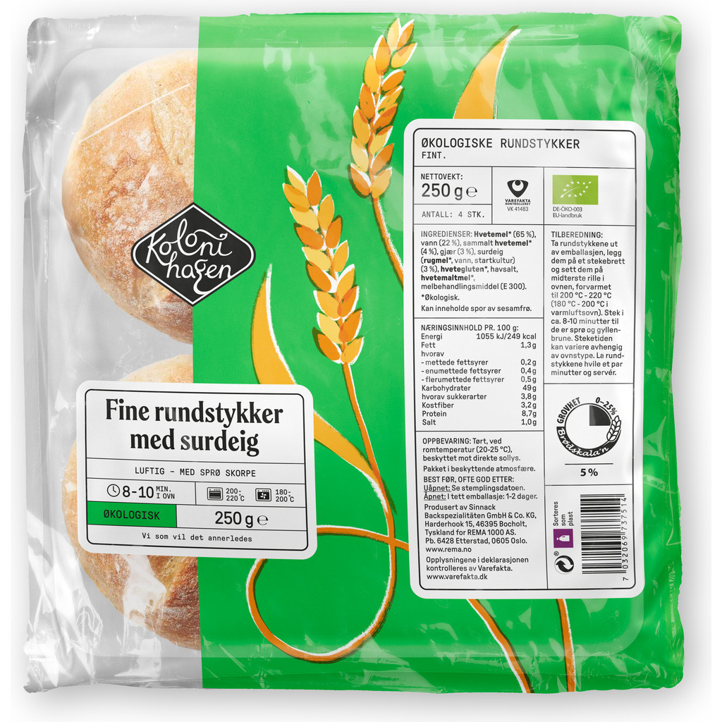 Fine rundstykker Økologisk 250g Kolonihagen