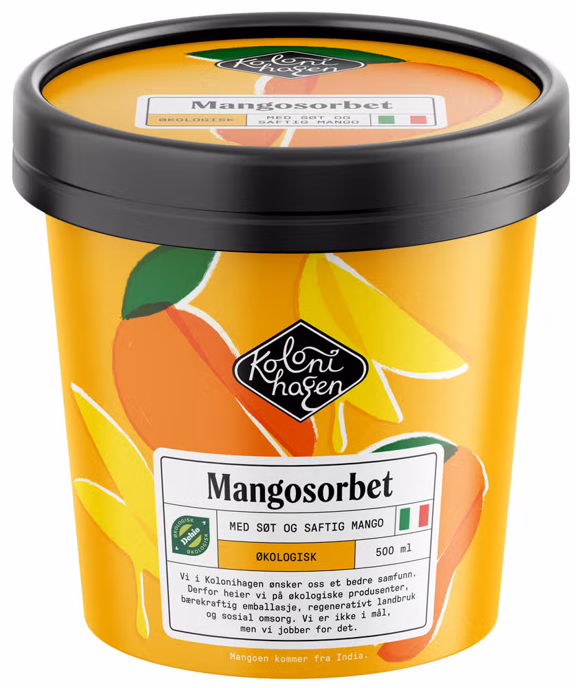 Mangosorbet Økologisk, 0,5 l