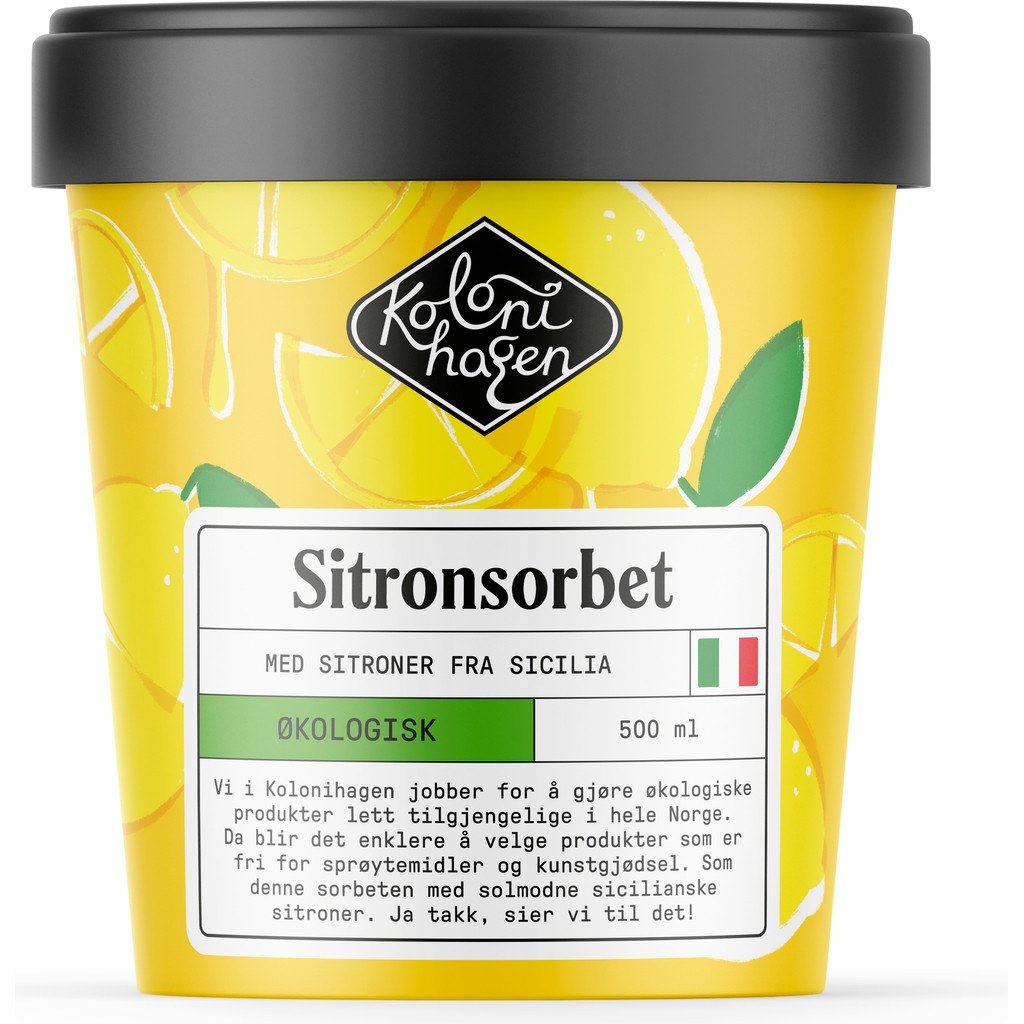 Sitronsorbet Økologisk 500ml Kolonihagen