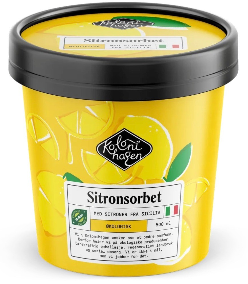 Sitronsorbet Økologisk 500ml Kolonihagen