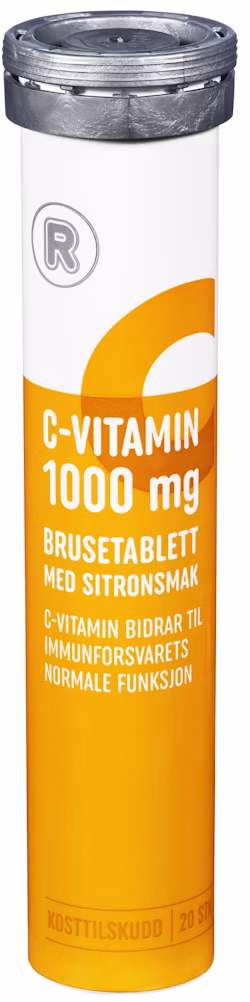 C-Vitamin 1000 mg, Brusetablett med sitronsmak, 20 stk