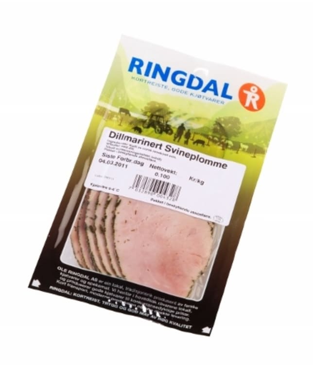 Svineplomme Dillmarinert skivet 100g Ringdal