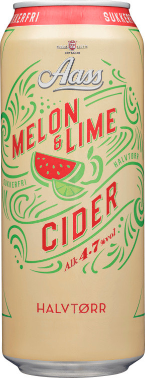 Aass Cider Melon&Lime Sukkerfri 0,5l boks