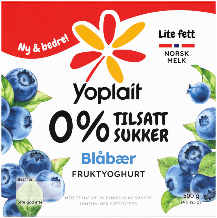 Yoplait Double Blåbær 4x125g