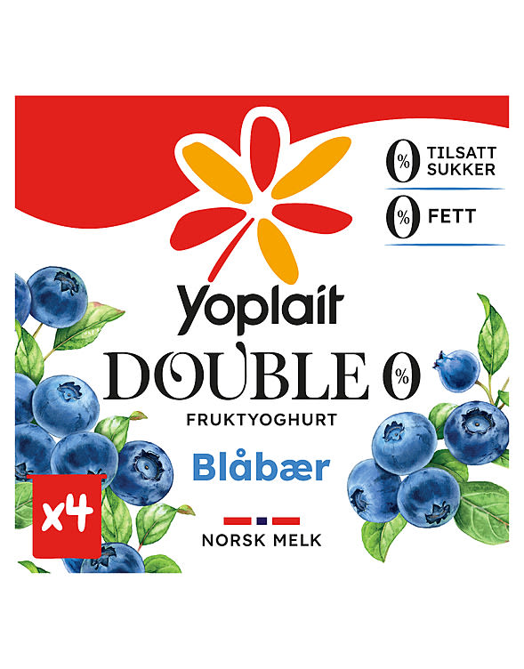 Yoplait Double Blåbær 4x125g