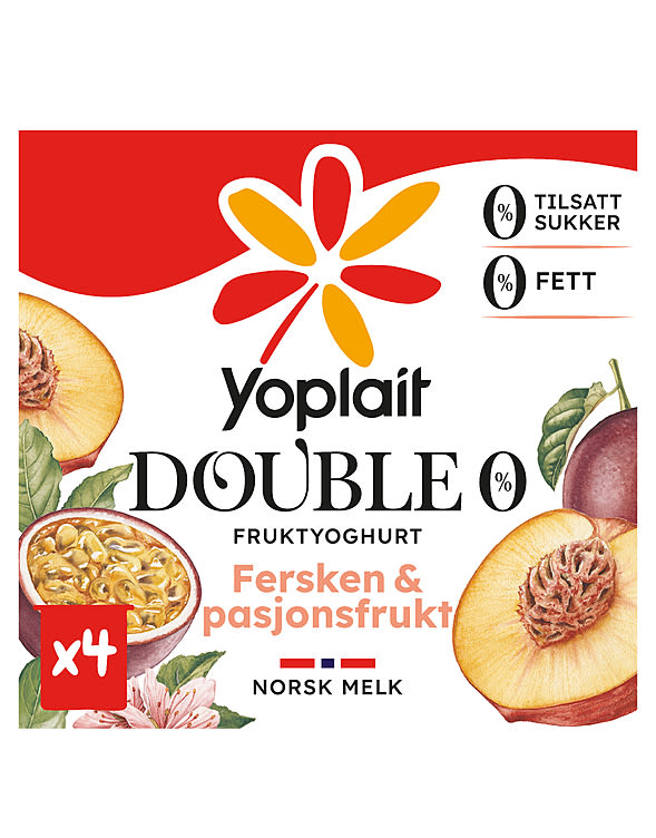 Yoplait Double Fersken&Pasjon 4x125g
