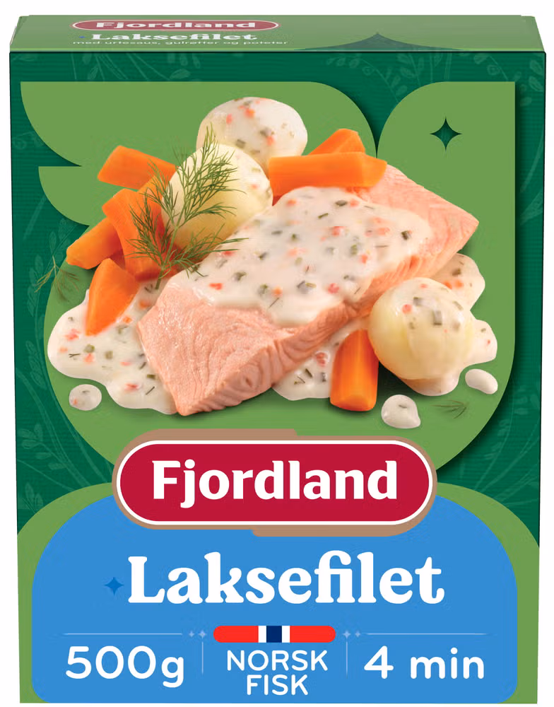 Laksefilet Med urtesaus, gulrøtter og poteter, 500 g