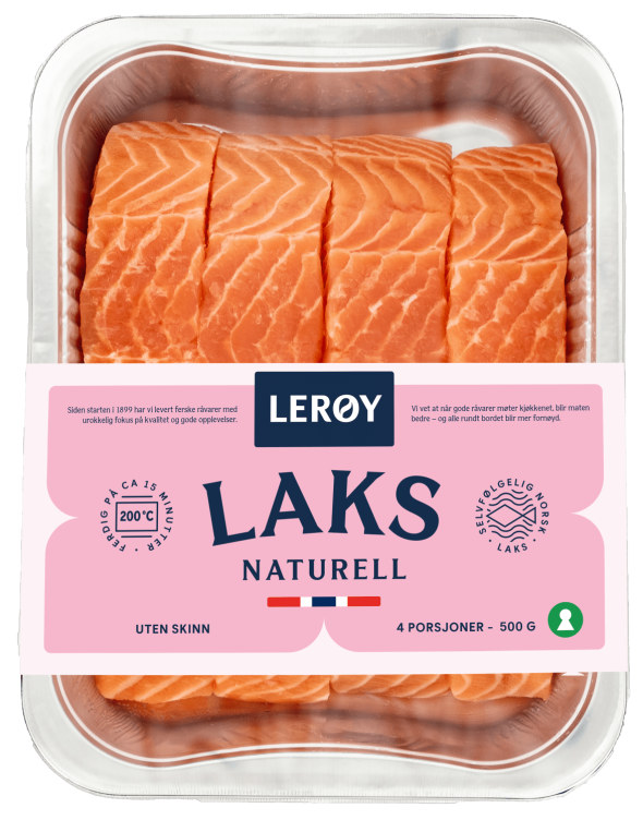 Laks Porsjoner u/Skinn 4x125g Lerøy