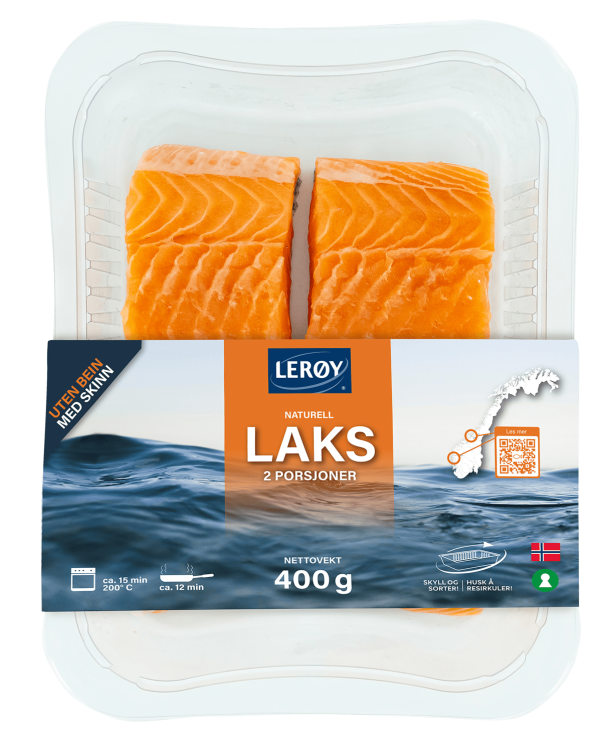 Laks Porsjoner m/Skinn 2x200g Lerøy