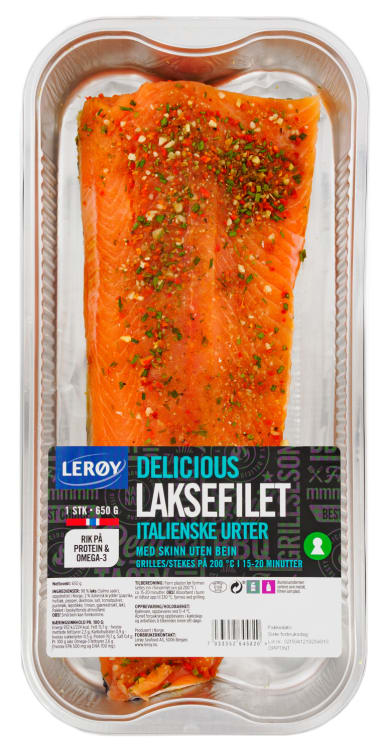Laksefilet Italienske Urter 650g Lerøy