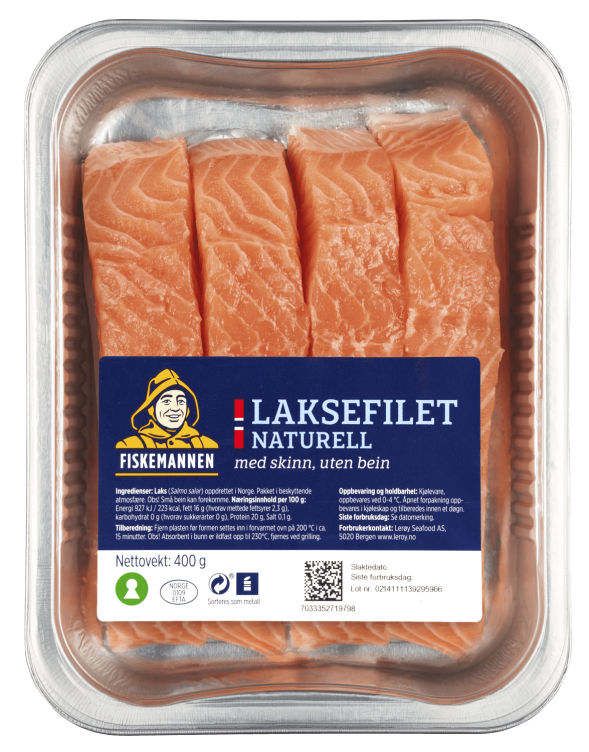 Laks Porsjoner m/Skinn 4x100g Fiskemannen