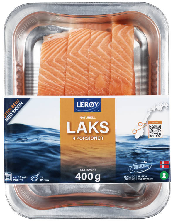 Laks Porsjoner m/Skinn 4x100g Lerøy