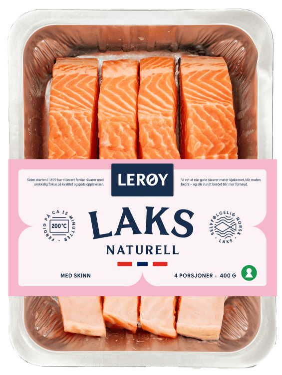 Laks Porsjoner m/Skinn 4x100g Lerøy