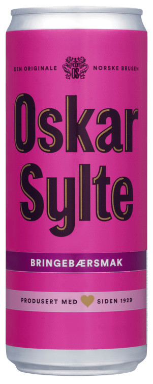 Bringebærsmak 0,33l boks Oskar Sylte