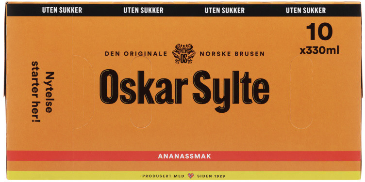 Ananasbrus u/Sukker 0,33lx10 boks Oskar Sylte