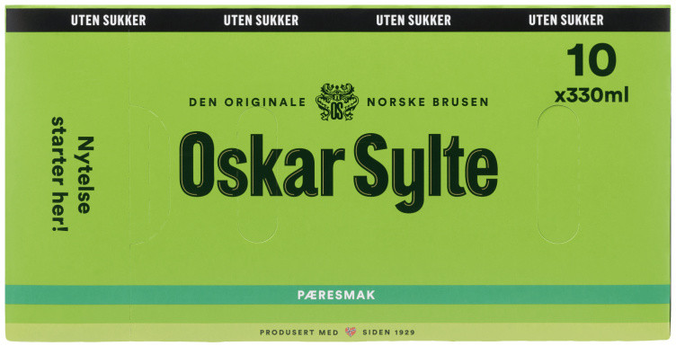 Pærebrus u/Sukker 0,33lx10 boks Oskar Sylte