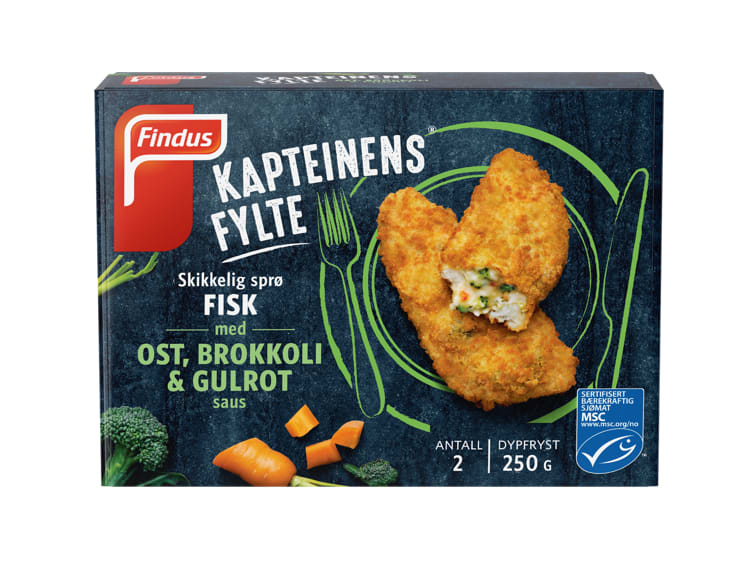 Kapteinens Fylte m/Ost,Brok,Gulr Saus 250g Findus