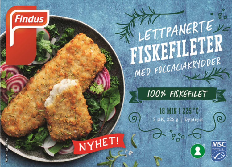 Fiskefilet Lettpanert Foccacia 225g Findus