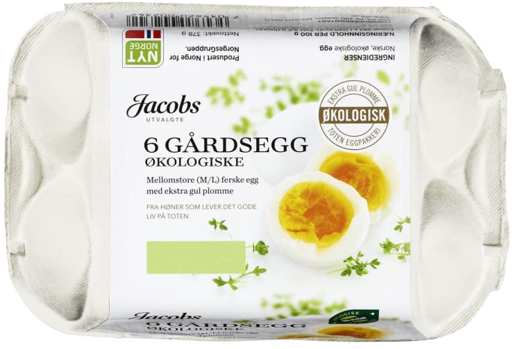 Egg Økologisk 6stk 375g Jacobs Utvalgte