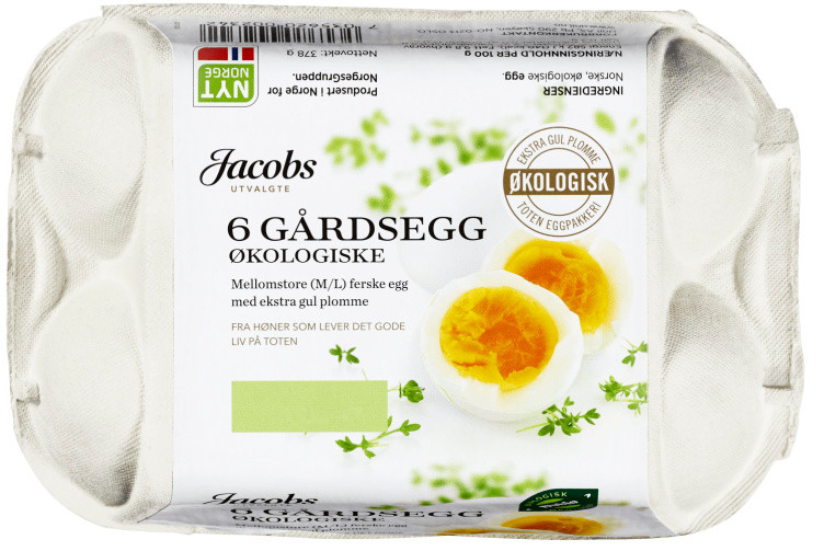 Egg Økologisk 6stk 375g Jacobs Utvalgte