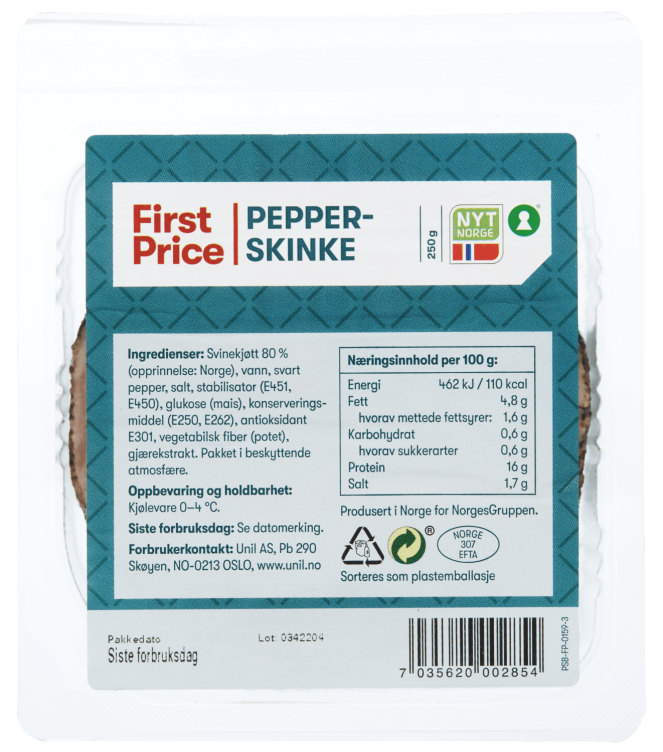 Pepperskinke 250g First Price