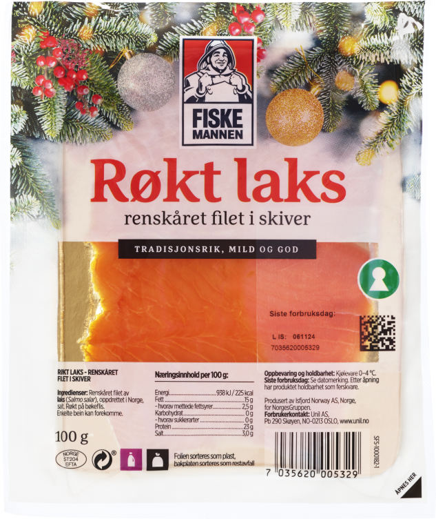 Laks Røkt skivet 100g Fiskemannen