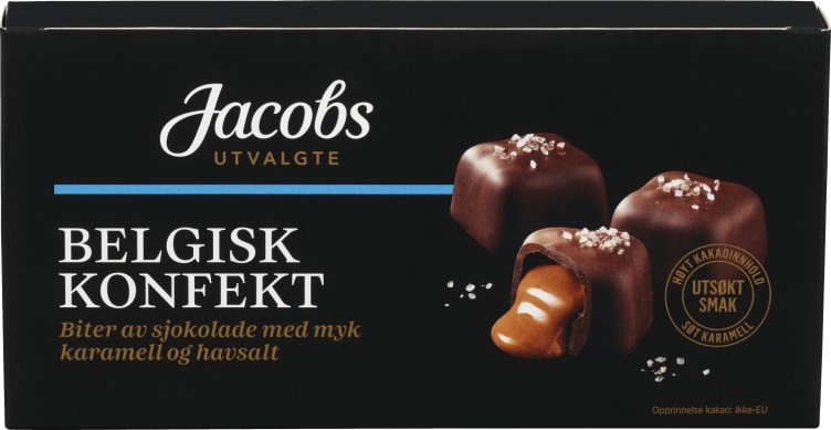 Belgisk Konfekt Karamell/Havsalt 155g Jacobs