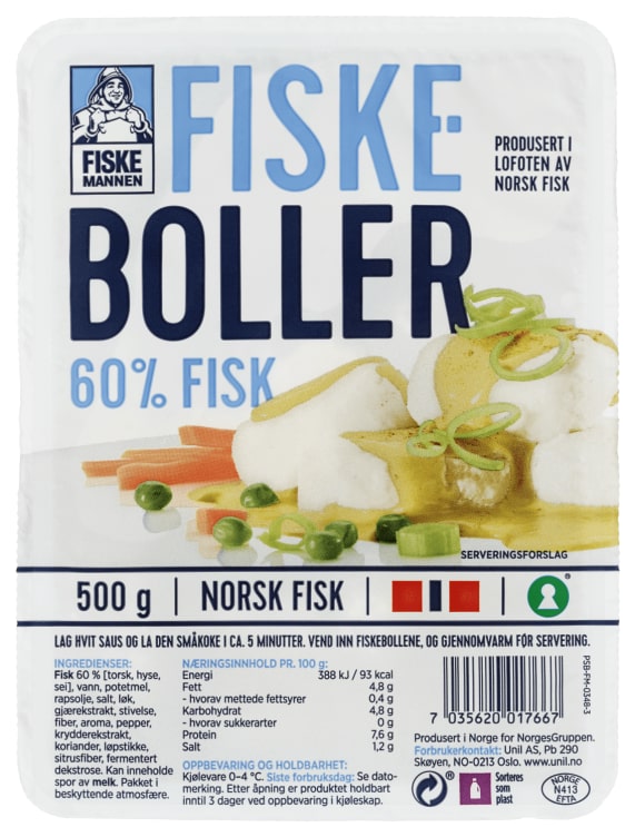 Fiskeboller i Kraft 500g Fiskemannen