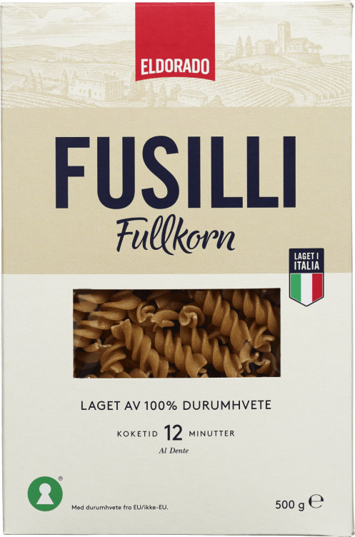 Pasta Fusilli Fullkorn 500g Eldorado