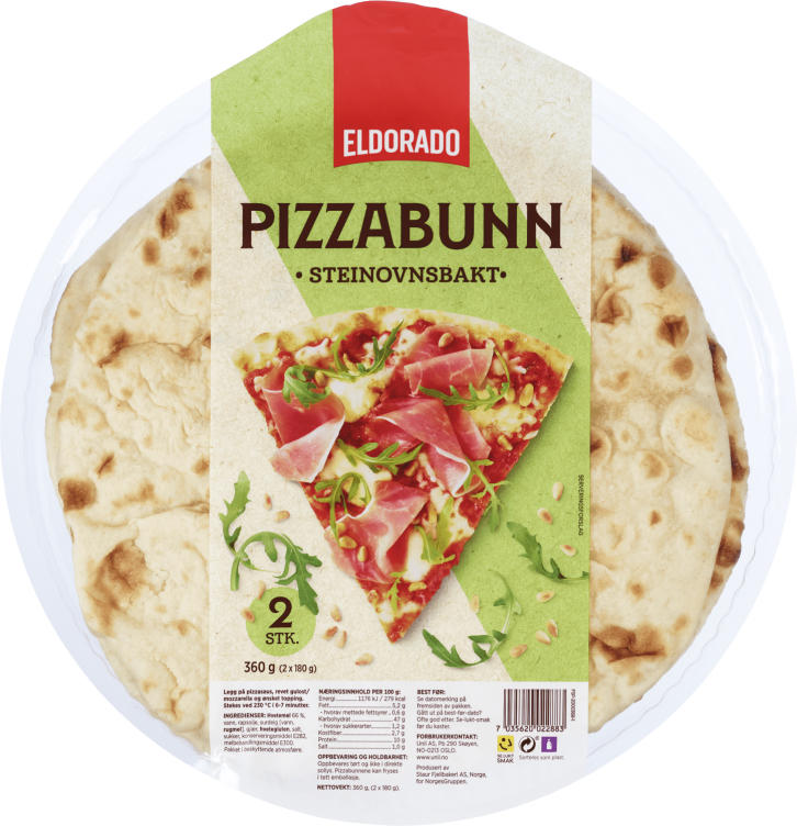 Pizzabunn Hvete Stenovn 2x180g Eldorado