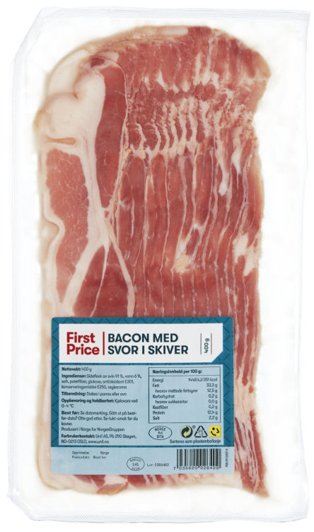 Bacon m/Svor skivet 400g First Price