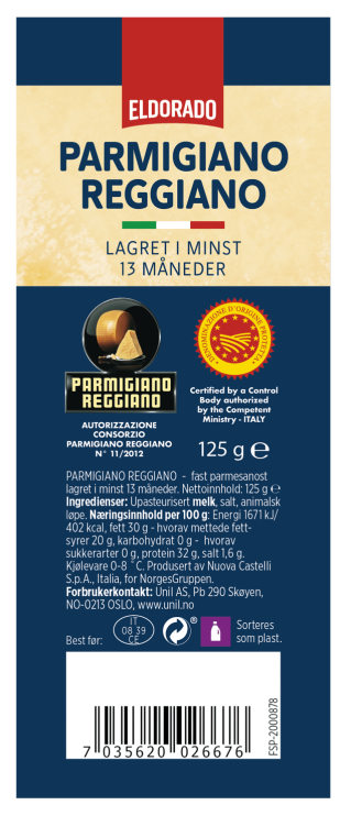 Parmigiano Reggiano 125g Eldorado