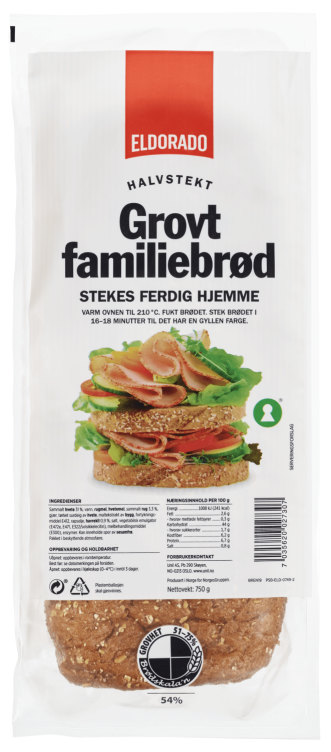 Familiebrød Grovt Halvstekt 750g Eldorado