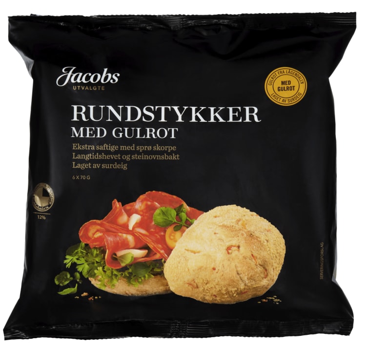 Rundstykker m/Gulrot 6stk Jacobs Utvalgte