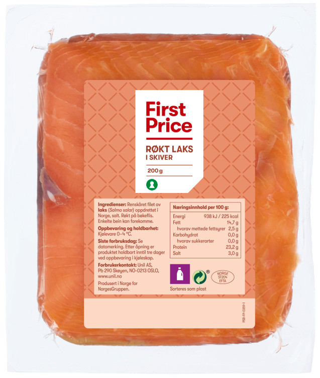 Laks Røkt skivet 200g First Price